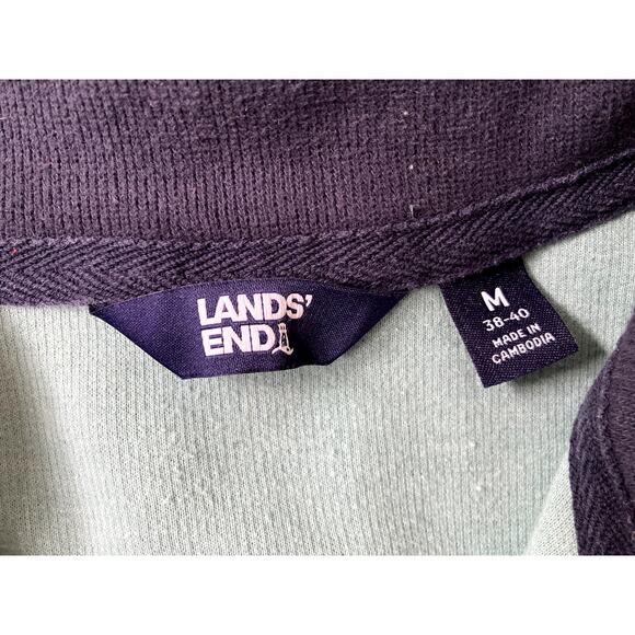 Land's End Sweater Mens Medium Quarter Zip Green Preppy Pullover - Picture 7 of 7